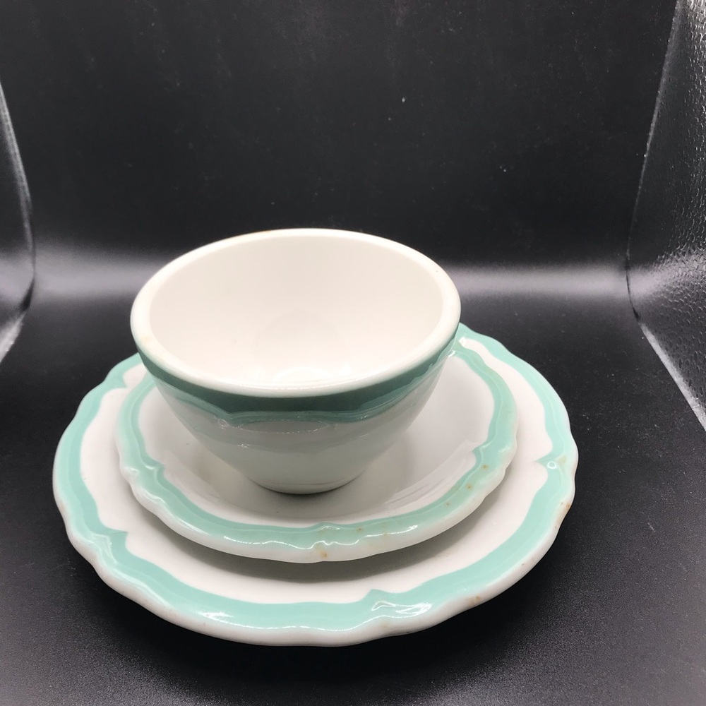 shenango china restaurant ware mint green 3 Piece 7” Plate/5.5” Plate /3” Bowl